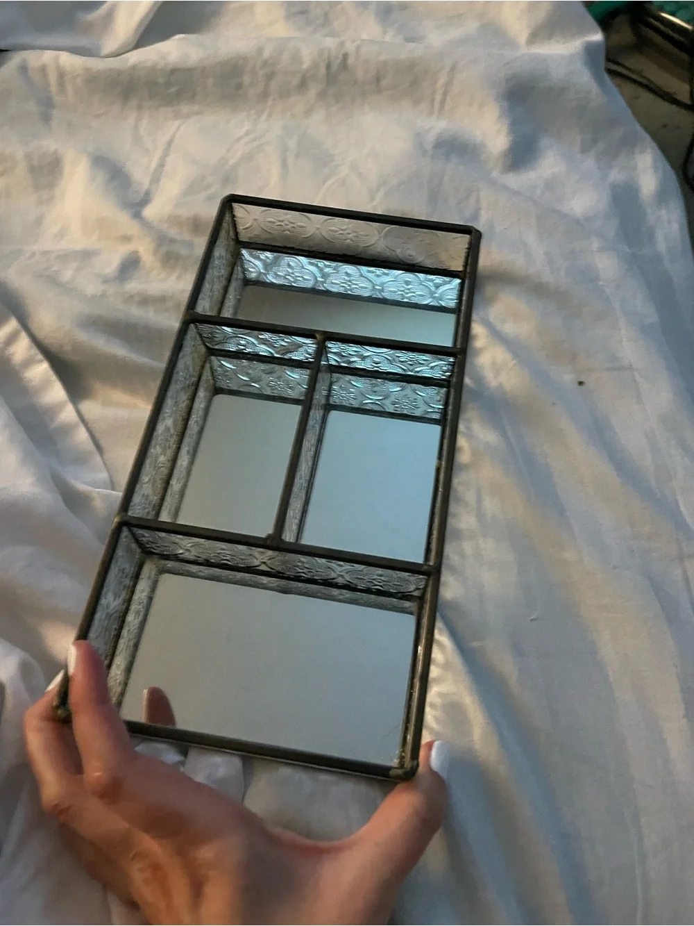 Glass and Mirrored Decorative Tray for jewelry, makeup, etc.